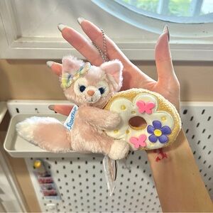 Cute Plush Cat Keychain with Donut